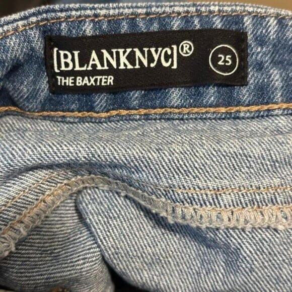 Blank NYC The Baxter Jeans Size 25 High Waist Distressed Raw Hem Denim Pants - Picture 3 of 8